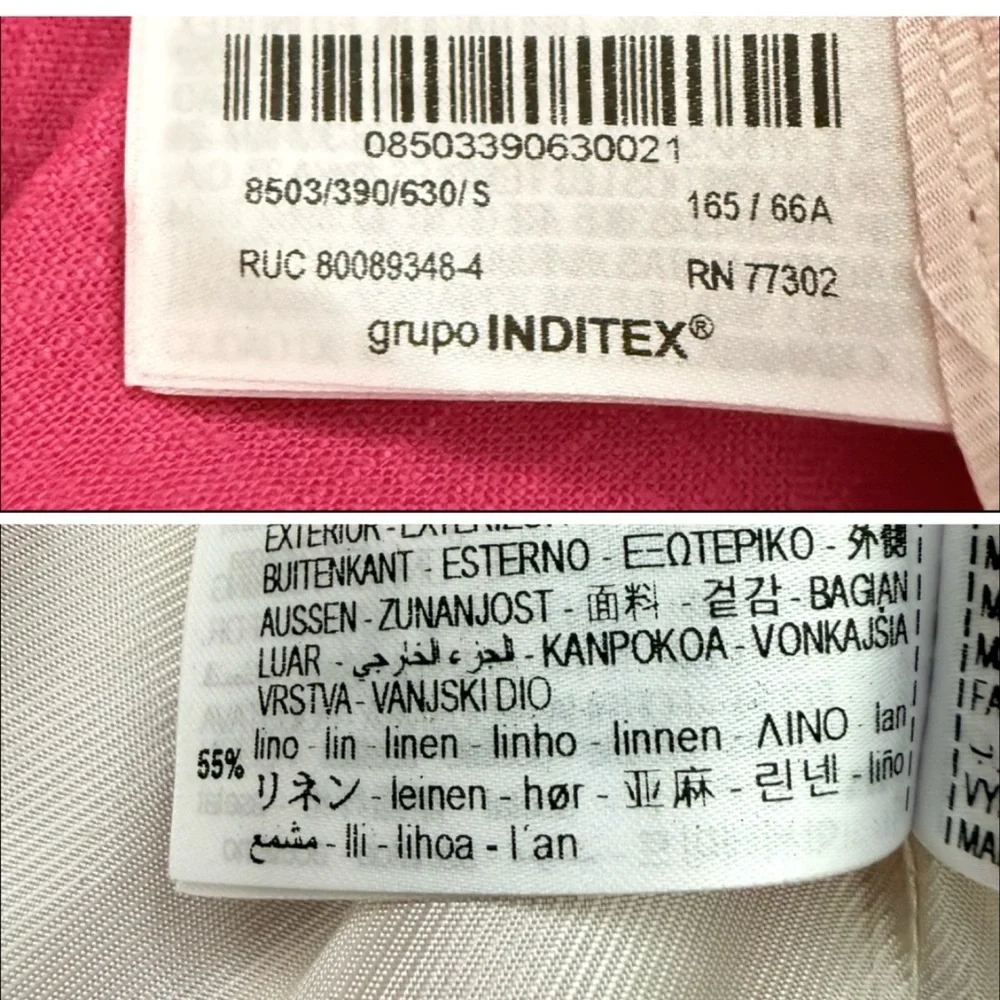 NWT Zara Linen Blend Slim Straight Pants in Fuchsia Pink Size S